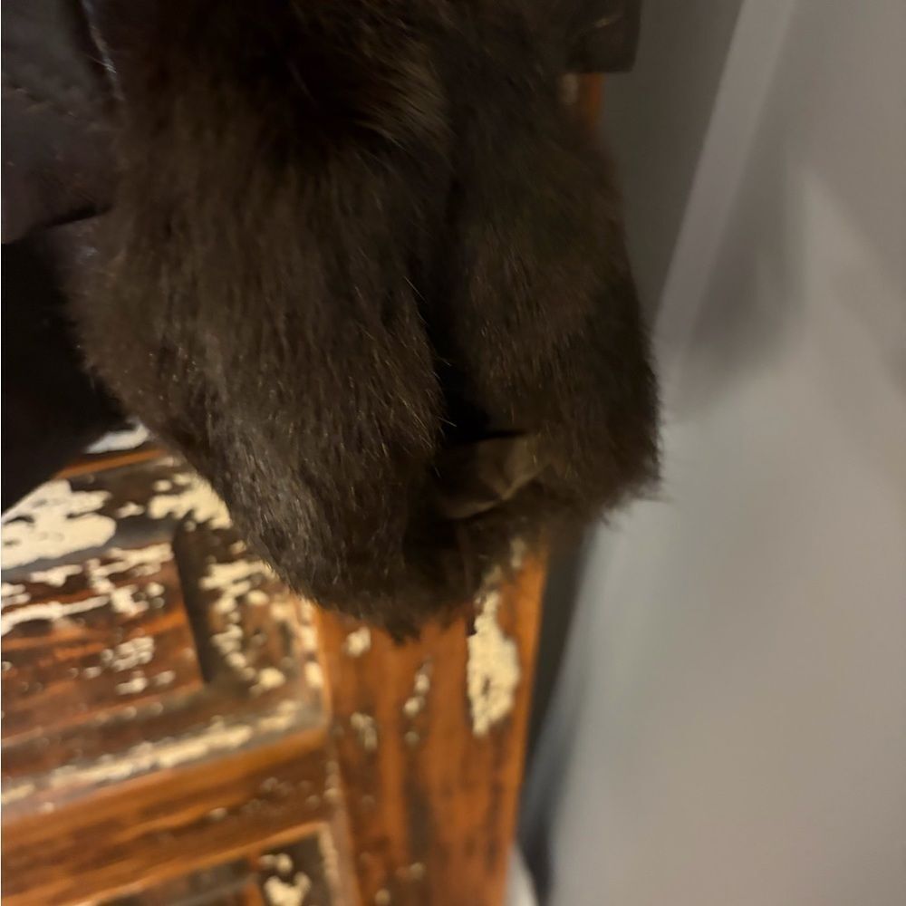 Vintage Leather square neck‎ jack with removable faux Fur Size 14. Nicely lined. - Picture 9 of 12